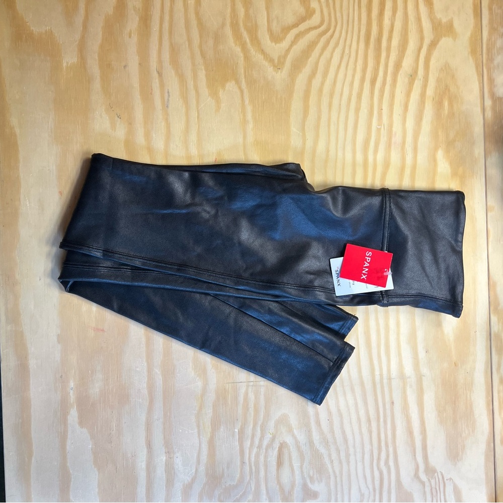 NWT Spanx Black Faux Leather Leggings